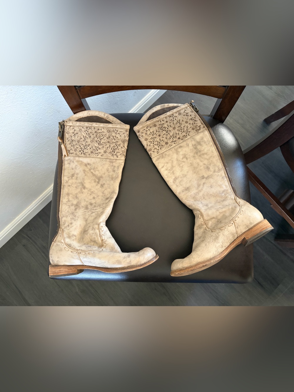 Corral Beige Embossed Over-the-Knee Boots